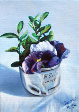 Pansies in Silver Cup Commission by Susanna Pantas